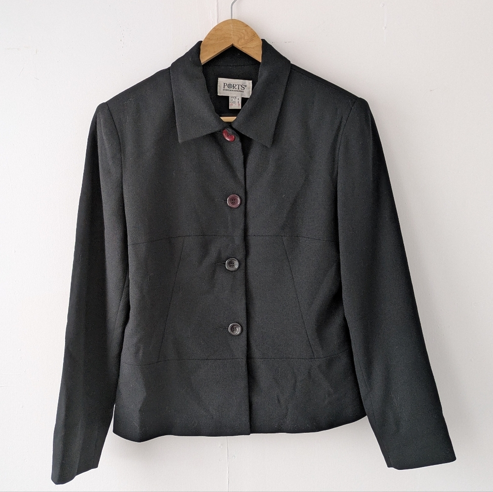 VTG Ports International 100% Wool Jacket Black Size 8